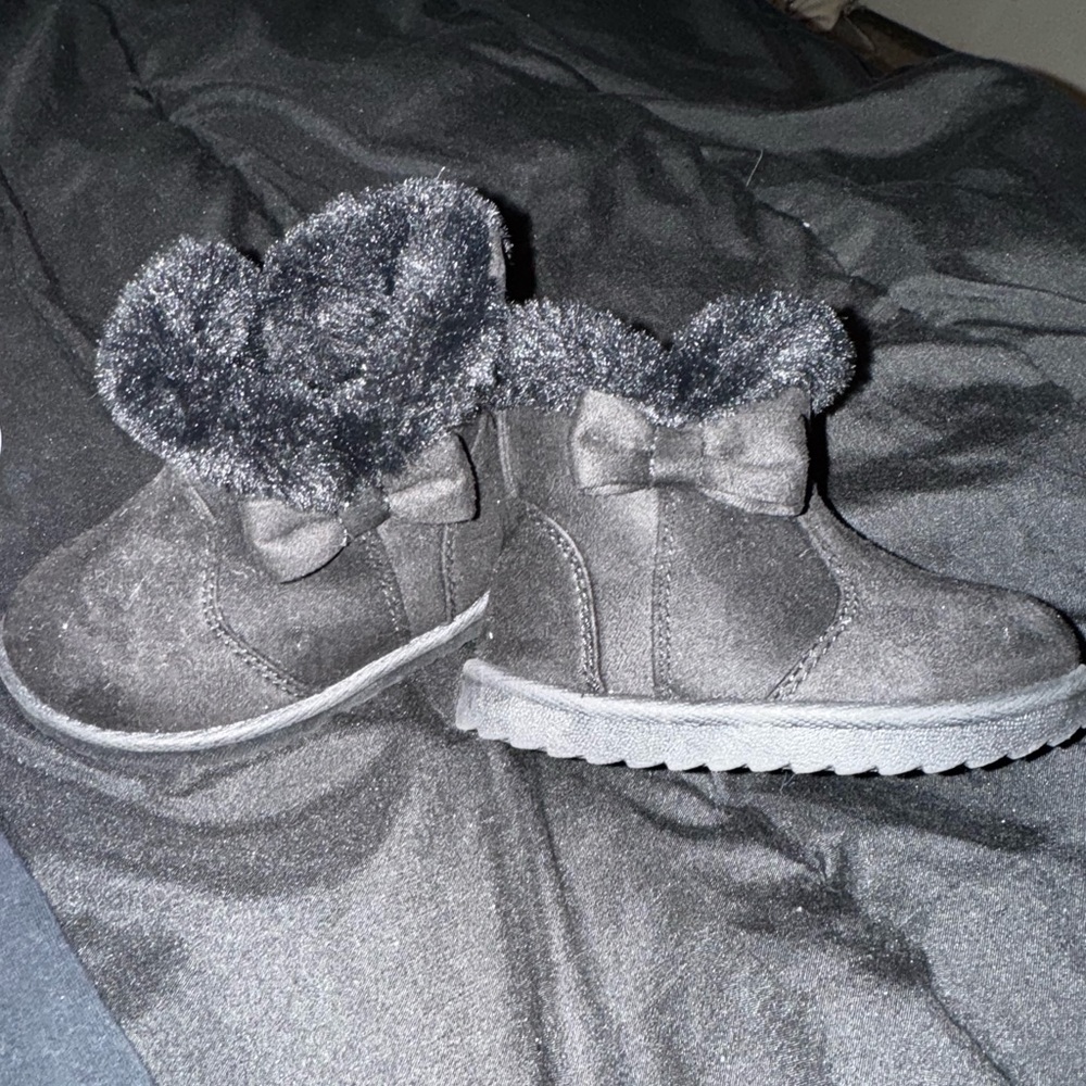Cozy Black Kids Boots with Bow